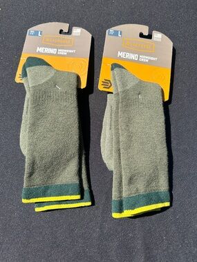 LaCrosse Merino Wool Crew Socks Midweight Size Large NWT 2 Pair